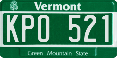 VT license plate KPO521