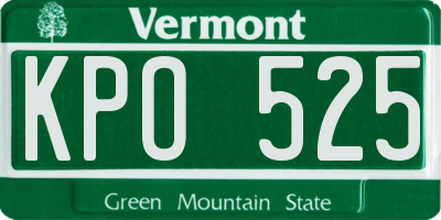 VT license plate KPO525