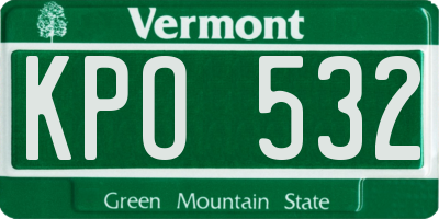 VT license plate KPO532