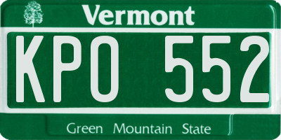 VT license plate KPO552