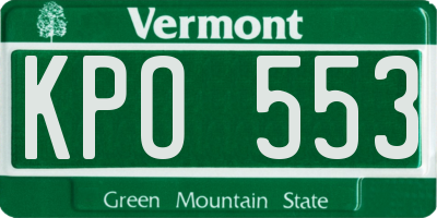 VT license plate KPO553
