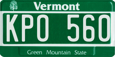 VT license plate KPO560