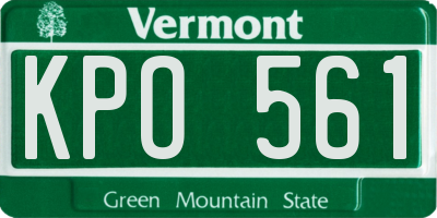 VT license plate KPO561