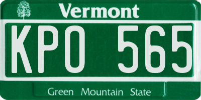 VT license plate KPO565