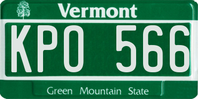 VT license plate KPO566