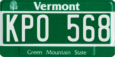 VT license plate KPO568
