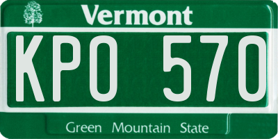 VT license plate KPO570