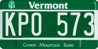 VT license plate KPO573