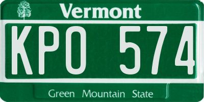 VT license plate KPO574