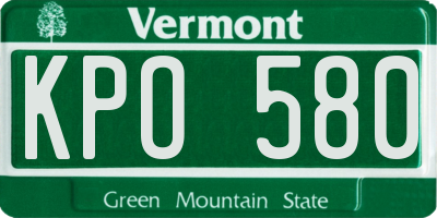 VT license plate KPO580