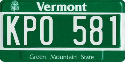 VT license plate KPO581