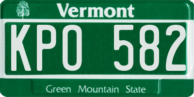 VT license plate KPO582