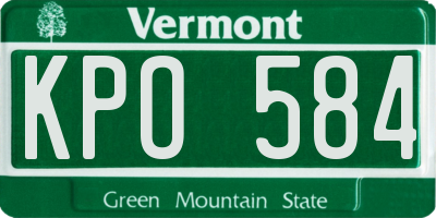 VT license plate KPO584