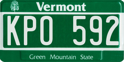 VT license plate KPO592