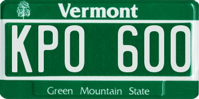 VT license plate KPO600