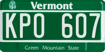 VT license plate KPO607