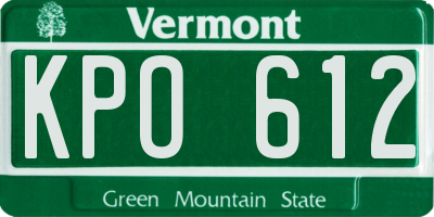 VT license plate KPO612
