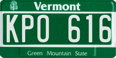 VT license plate KPO616