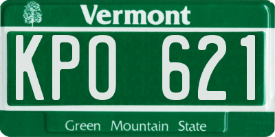 VT license plate KPO621