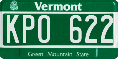 VT license plate KPO622