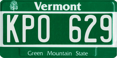 VT license plate KPO629