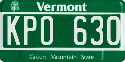 VT license plate KPO630