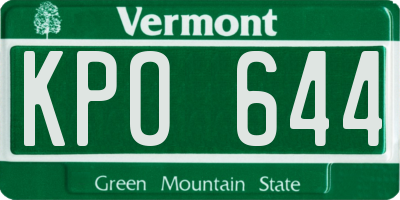 VT license plate KPO644
