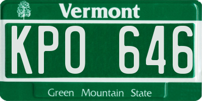VT license plate KPO646
