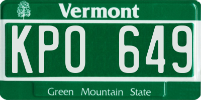 VT license plate KPO649