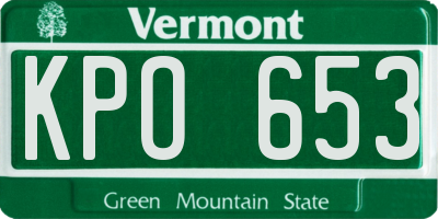 VT license plate KPO653