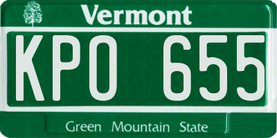 VT license plate KPO655