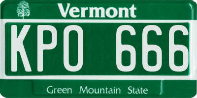 VT license plate KPO666