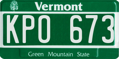 VT license plate KPO673