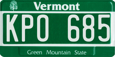VT license plate KPO685