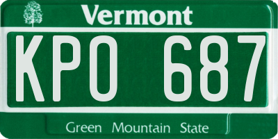 VT license plate KPO687