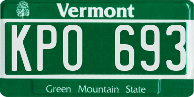VT license plate KPO693
