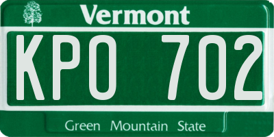 VT license plate KPO702