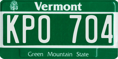 VT license plate KPO704