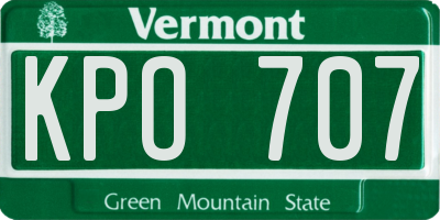 VT license plate KPO707