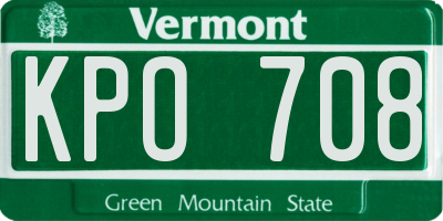 VT license plate KPO708