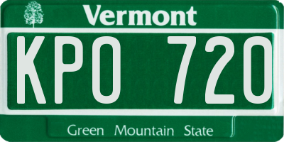 VT license plate KPO720