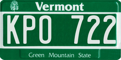 VT license plate KPO722