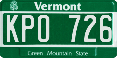 VT license plate KPO726
