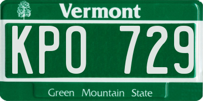 VT license plate KPO729