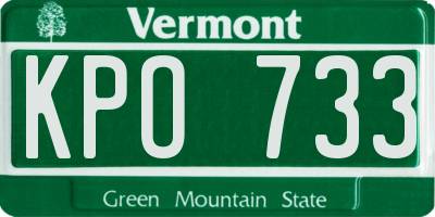 VT license plate KPO733