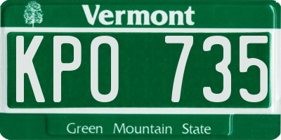 VT license plate KPO735