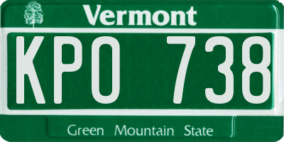 VT license plate KPO738