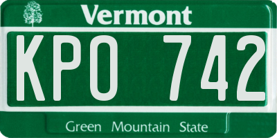 VT license plate KPO742