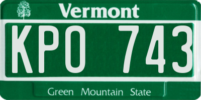 VT license plate KPO743