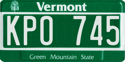 VT license plate KPO745